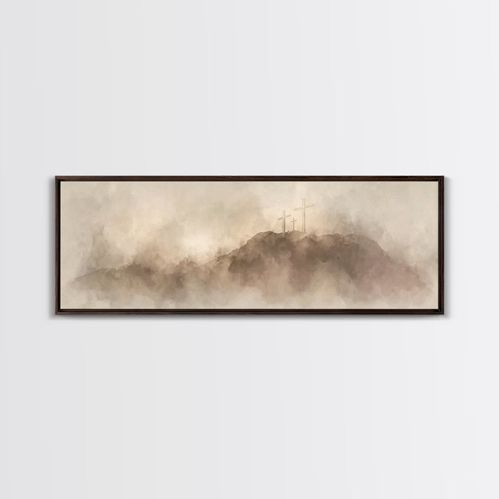 Hill Of Redemption – Framed Canvas Print – Christian Wall Art – Panoramic Painting – Christian Art Canvas – Christian Art – Christian Gift