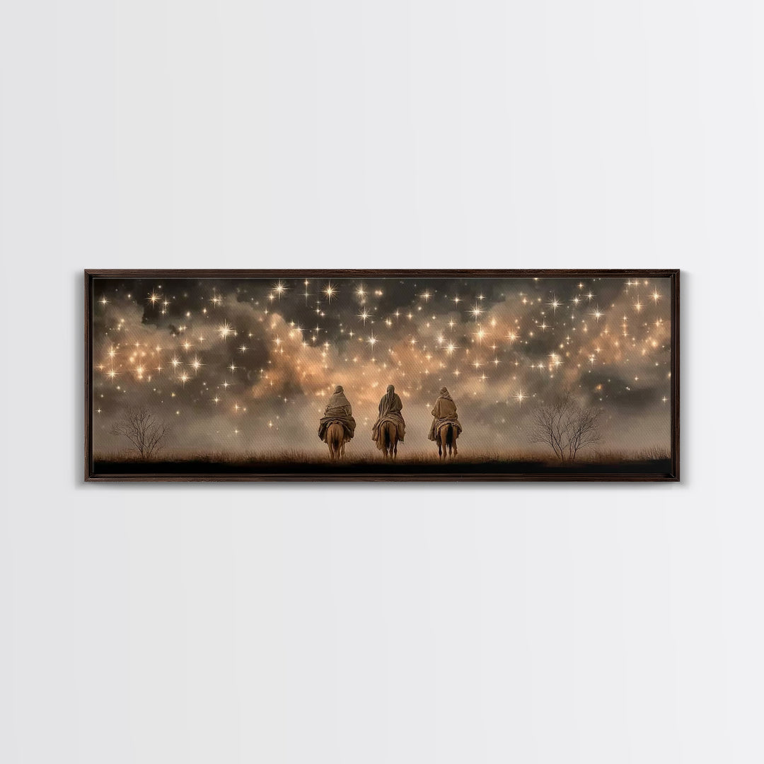 Celestial Heralds, Framed Canvas Print, Panoramic Wall Art, Christian Art Canvas, Christmas Art Work, Christian Painting, Christian Decorat