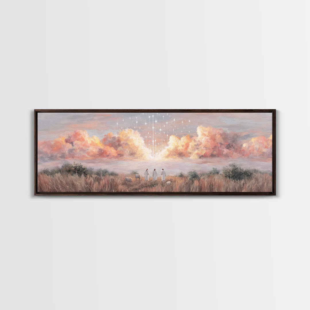 Radiant Sky Blessing | Framed Canvas Print | Christian Art Canvas | Panoramic Art | Christmas Art Prints | Christian Wall Art | Modern Chri