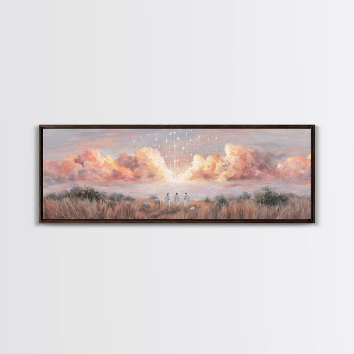 Radiant Sky Blessing | Framed Canvas Print | Christian Art Canvas | Panoramic Art | Christmas Art Prints | Christian Wall Art | Modern Chri