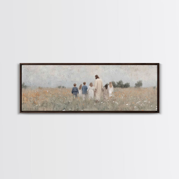 Fields Of His Mercy – Framed Canvas Print – Christian Wall Art – Panoramic Art – Jesus Painting Canvas – Christian Gift Ideas