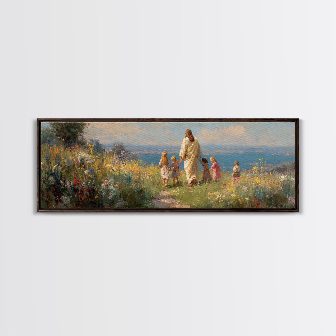 Hillside Of Hope - Framed Canvas Print - Panoramic Painting - Christian Wall Art - Jesus Art Print - Christian Art Canvas