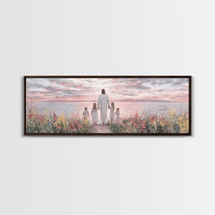 Sunrise Of Grace, Framed Canvas Print, Christian Art Canvas, Panoramic Frame, Jesus Painting, Christian Wall Art