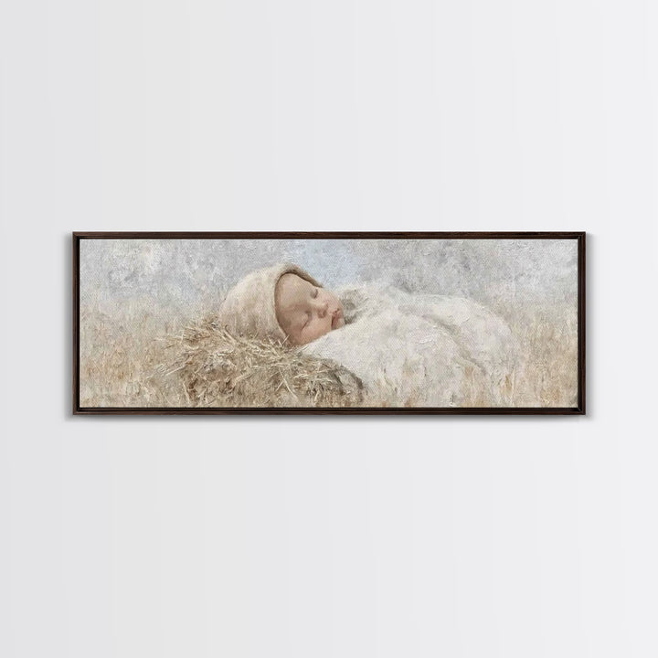 Holy Child Serenity – Framed Canvas Print – Panoramic Art – Christian Christmas Art – Christian Wall Art – Christmas Art Prints