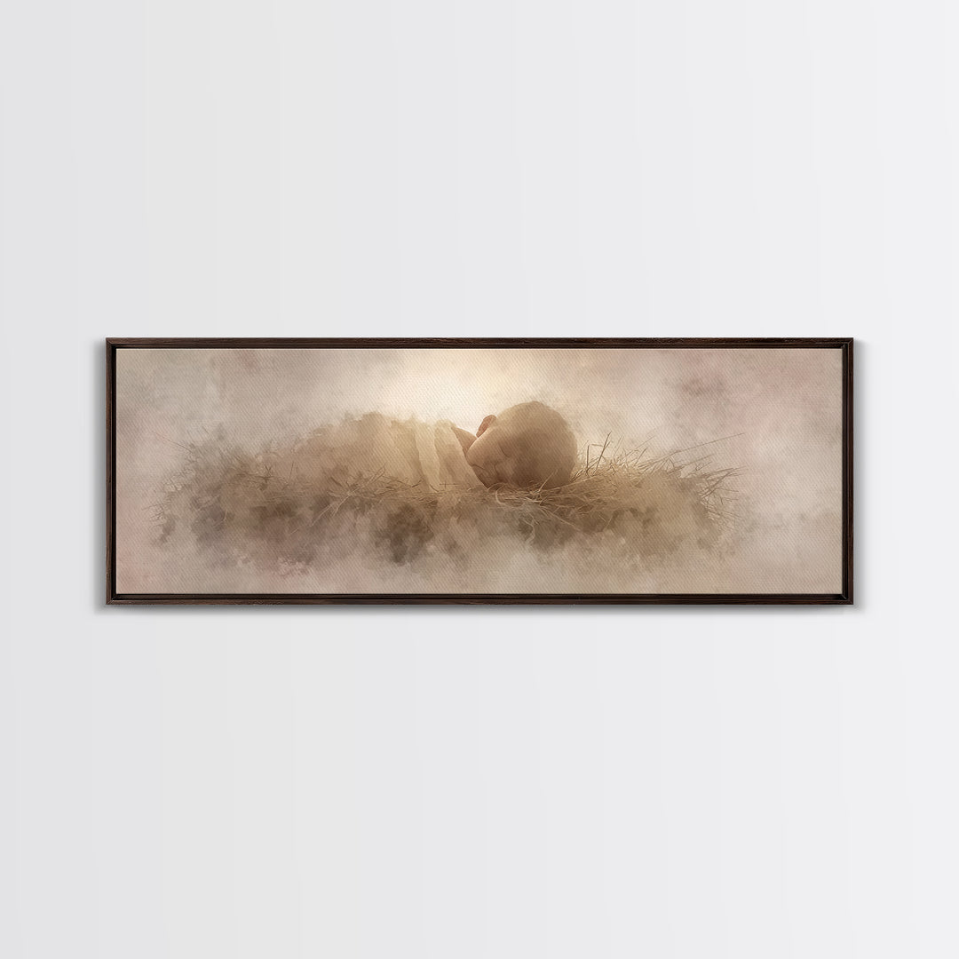 Sacred Infant Calm – Framed Canvas Print – Christian Christmas Art – Christian Art Canvas – Minimalist Christian Art – Panoramic Print – Ch