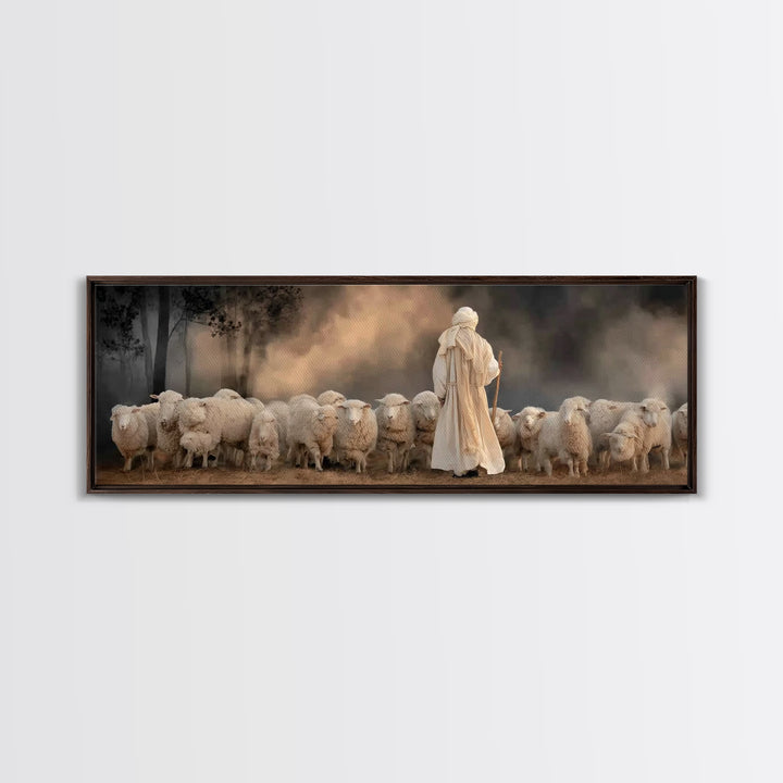 Among The Faithful | Framed Canvas Print | Christian Art Canvas | Christian Wall Art | Jesus Painting | Panoramic Frame | Christian Decorat