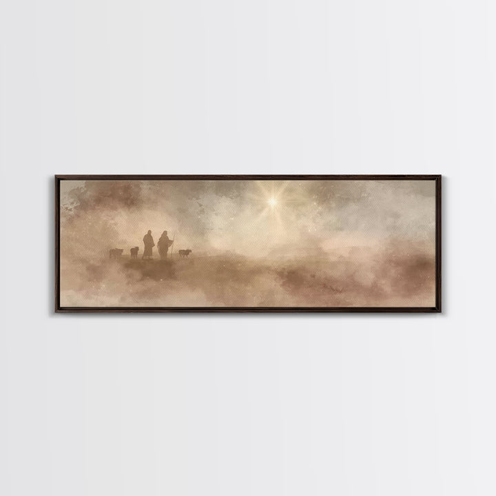 Desert Star Calling, Framed Canvas Print, Christian Art Canvas, Panoramic Painting, Christian Christmas Art, Christian Wall Art, Jesus Art