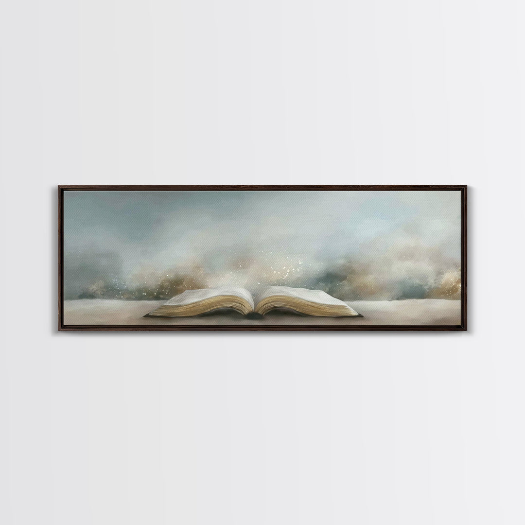 Bible Illumined – Framed Canvas Print – Panoramic Art – Christian Art Canvas – Christian Art – Christian Wall Art – Subtle Christian Art