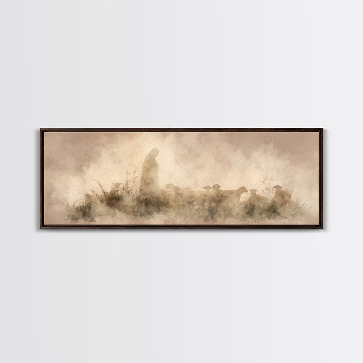 Light Of The Fold – Framed Canvas Print – Panoramic Painting – Christian Wall Art – Jesus Art Print – Christmas Art