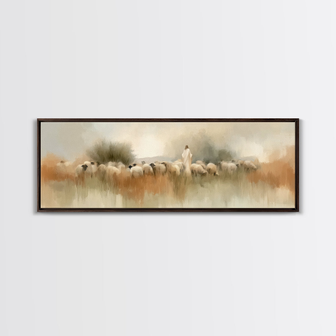 Garden Path Grace – Framed Canvas Print – Panoramic Art – Christian Wall Art – Jesus Painting – Christian Art Canvas