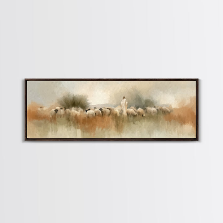 Garden Path Grace – Framed Canvas Print – Panoramic Art – Christian Wall Art – Jesus Painting – Christian Art Canvas