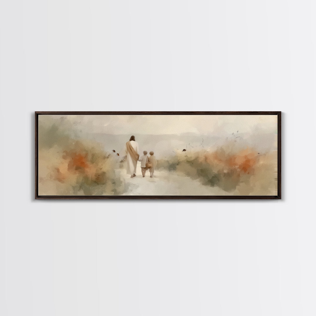 Light Of The Way | Framed Canvas Print | Panoramic Frame | Christian Art | Jesus Painting | Christian Wall Art