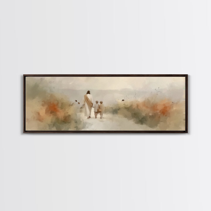 Light Of The Way | Framed Canvas Print | Panoramic Frame | Christian Art | Jesus Painting | Christian Wall Art