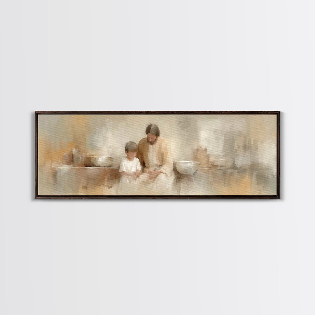 Guiding Lantern Path – Framed Canvas Print – Christian Wall Art – Panoramic Print – Christian Art Canvas – Christian Decor – Christmas Art
