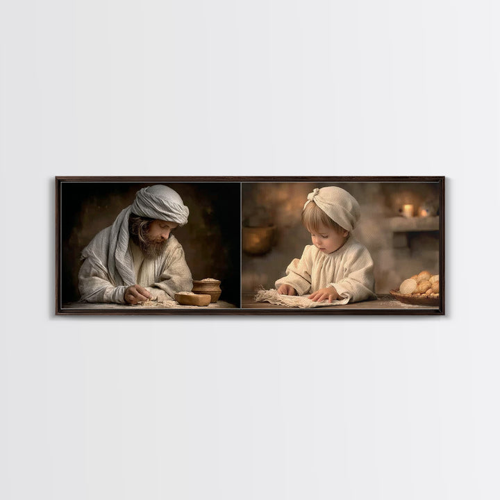 The Shining Gift, Framed Canvas Print, Panoramic Art, Christian Art Canvas, Christian Wall Art, Christian Decor, Jesus Painting, Christmas