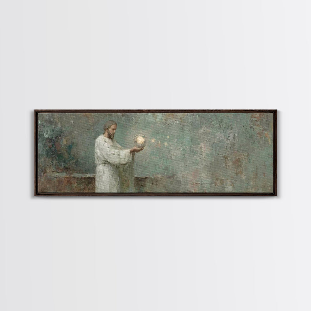 Lantern Of Grace | Framed Canvas Print | Christian Wall Art | Panoramic Frame | Christian Art Canvas | Christian Decor | Jesus Painting | C