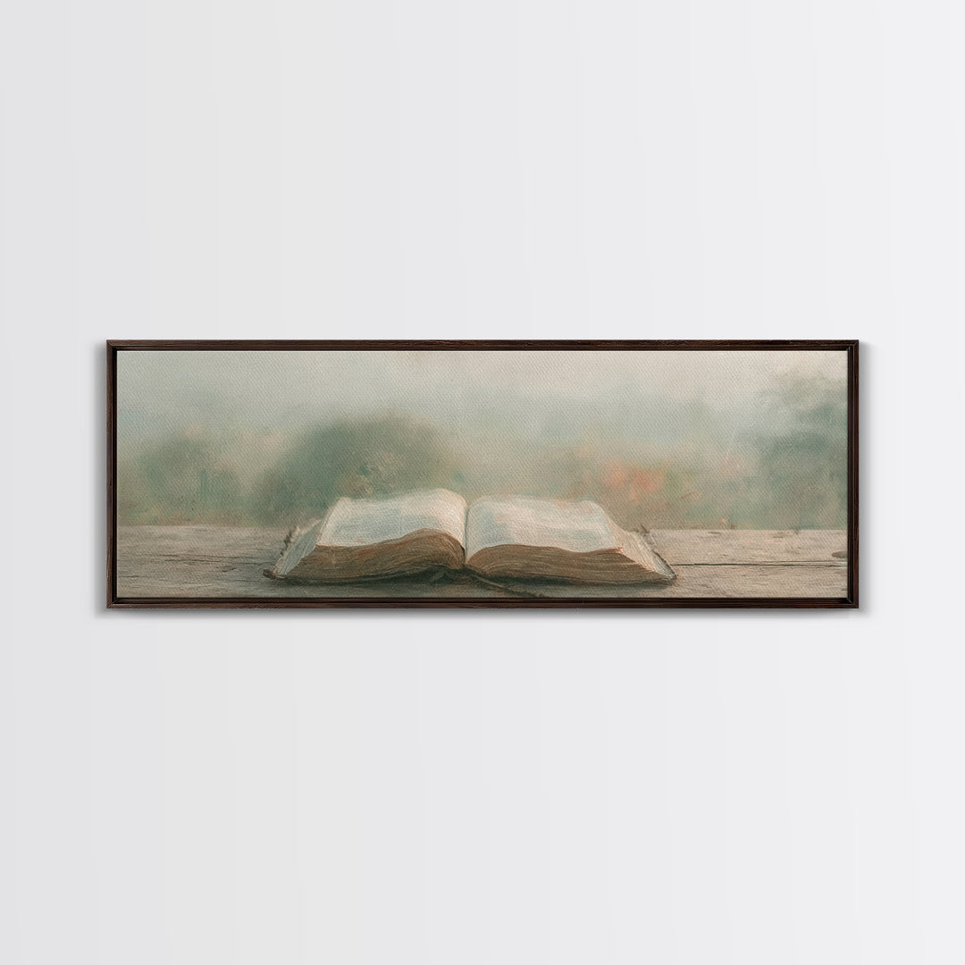 Quiet Morning Grace | Framed Canvas Print | Christian Art | Christian Wall Art | Panoramic Painting | Christian Canvas Art | Christmas Wall