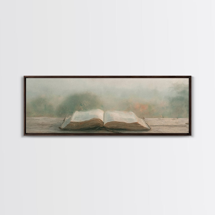 Quiet Morning Grace | Framed Canvas Print | Christian Art | Christian Wall Art | Panoramic Painting | Christian Canvas Art | Christmas Wall