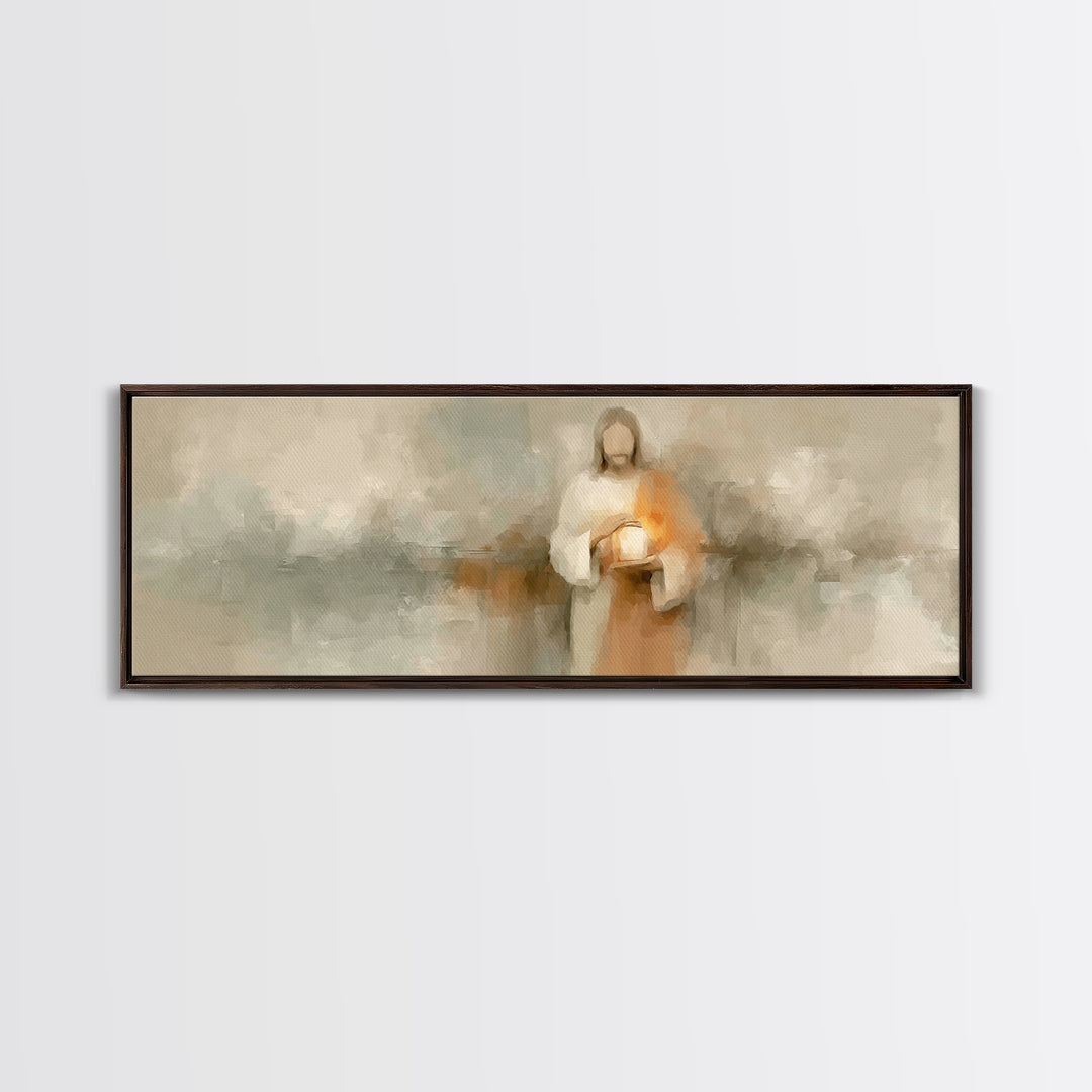 The Eternal Flame, Framed Canvas Print, Christian Art Canvas, Panoramic Art, Jesus Painting, Christian Wall Art, Christian Decor, Christmas