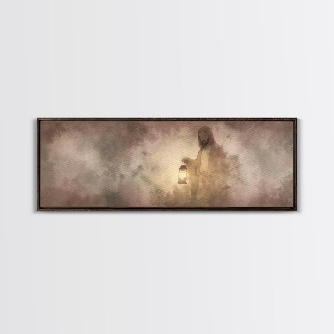 Guiding Night Hope | Framed Canvas Print | Panoramic Wall Art | Christian Art Canvas | Jesus Painting | Christian Decor | Christmas Art | C