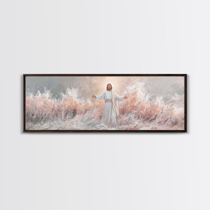 Stormborne Grace – Framed Canvas Print – Panoramic Frame – Christian Wall Art – Jesus Painting – Christian Art Canvas – Christian Decor – C