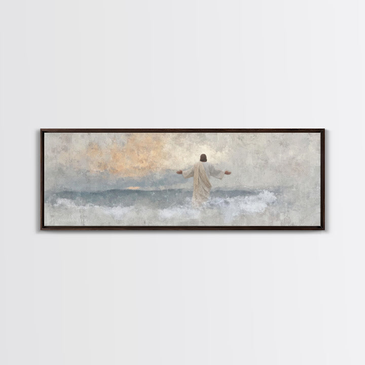 Waves Of Glory, Framed Canvas Print, Panoramic Wall Art, Christian Art Canvas, Christian Wall Art, Jesus Painting, Christian Decor, Christm