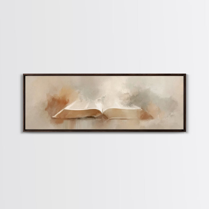 Misty Dawn Prayer, Framed Canvas Print, Christian Art Canvas, Christian Wall Art, Panoramic Print, Christian Painting, Christmas Art