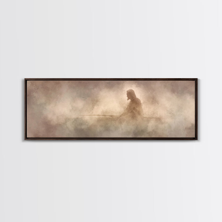 Eternal Stillness, Framed Canvas Print, Panoramic Print, Christian Art, Jesus Painting, Christian Wall Art, Modern Christian Art