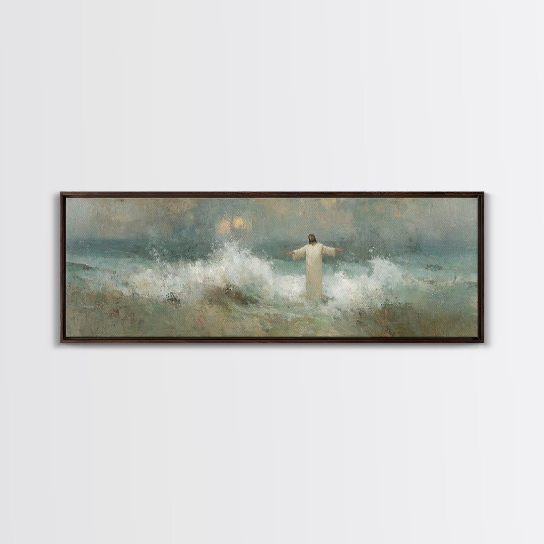 Heavenly Rising, Framed Canvas Print, Panoramic Painting, Christian Art Canvas, Jesus Painting, Christian Wall Art, Christmas Art Prints