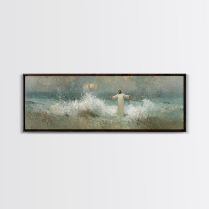 Heavenly Rising, Framed Canvas Print, Panoramic Painting, Christian Art Canvas, Jesus Painting, Christian Wall Art, Christmas Art Prints
