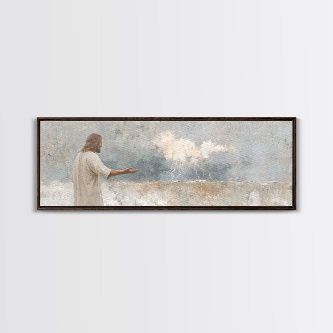 Heaven’s Thunder, Framed Canvas Print, Panoramic Print, Christian Art Canvas, Christian Wall Art, Jesus Painting, Modern Christian Art
