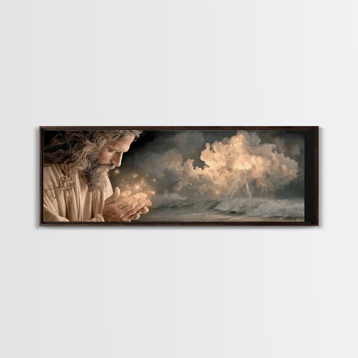 Sacred Dawn | Framed Canvas Print | Panoramic Wall Art | Christian Art | Jesus Painting | Christian Art Canvas | Christian Decor
