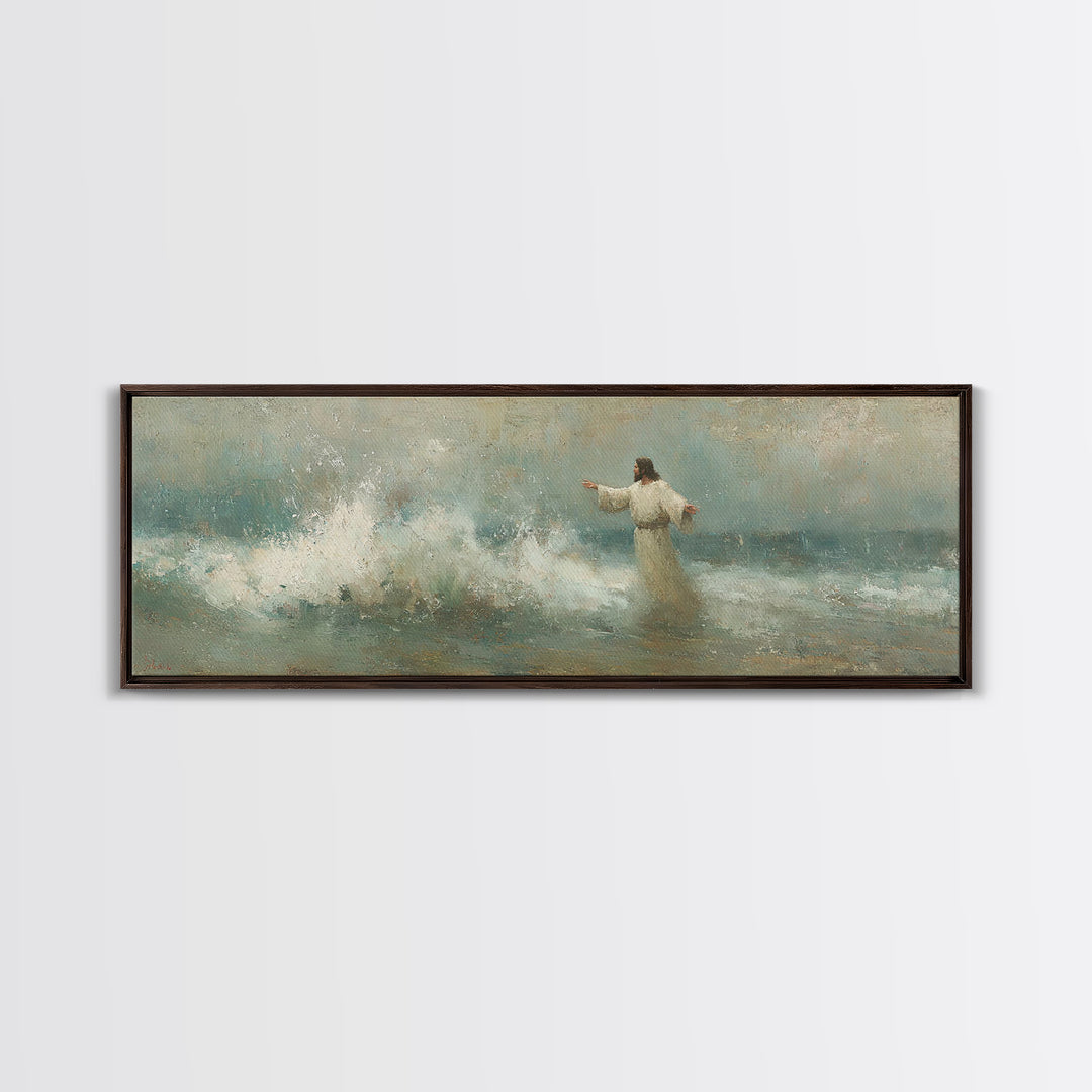 Holy Wonder, Framed Canvas Print, Panoramic Frame, Christian Wall Art, Jesus Painting, Christian Art Print, Christian Christmas Art