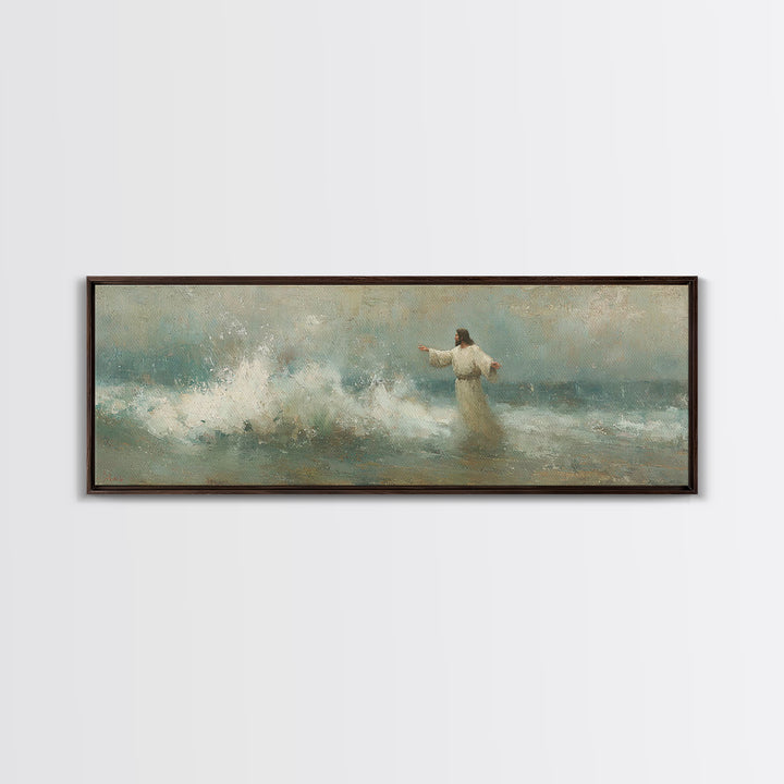 Holy Wonder, Framed Canvas Print, Panoramic Frame, Christian Wall Art, Jesus Painting, Christian Art Print, Christian Christmas Art