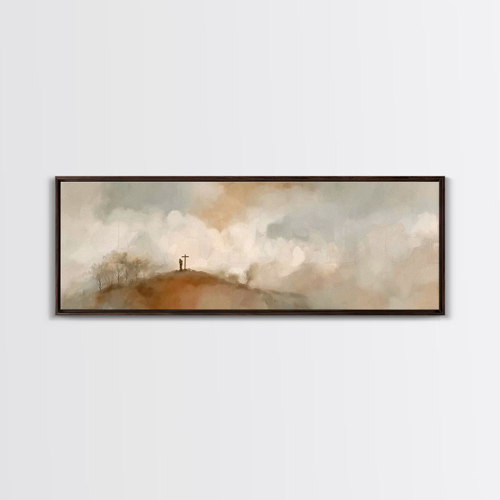 Cross Of Promise | Framed Canvas Print | Panoramic Art | Christian Art Canvas | Christian Wall Art | Jesus Painting | Christian Art