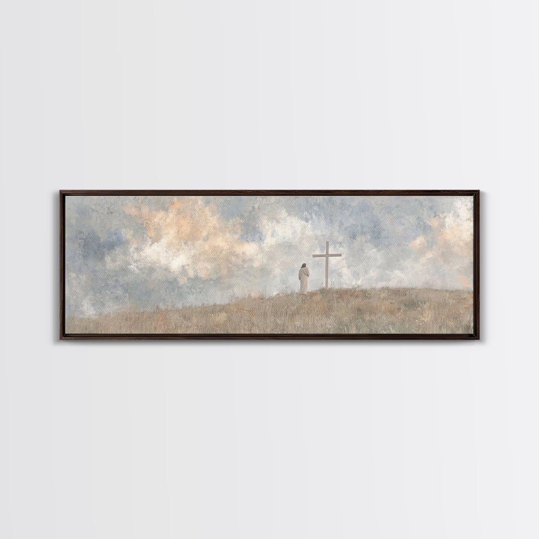 Quiet Salvation – Framed Canvas Print – Panoramic Wall Art – Christian Art – Jesus Painting – Minimalist Christian Art – Christian Decor