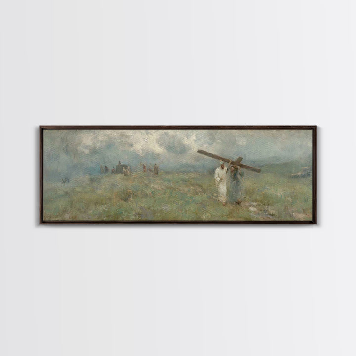 Hill Of Grace, Framed Canvas Print, Christian Art Canvas, Jesus Painting, Panoramic Wall Art, Christian Wall Art, Christian Gift Ideas