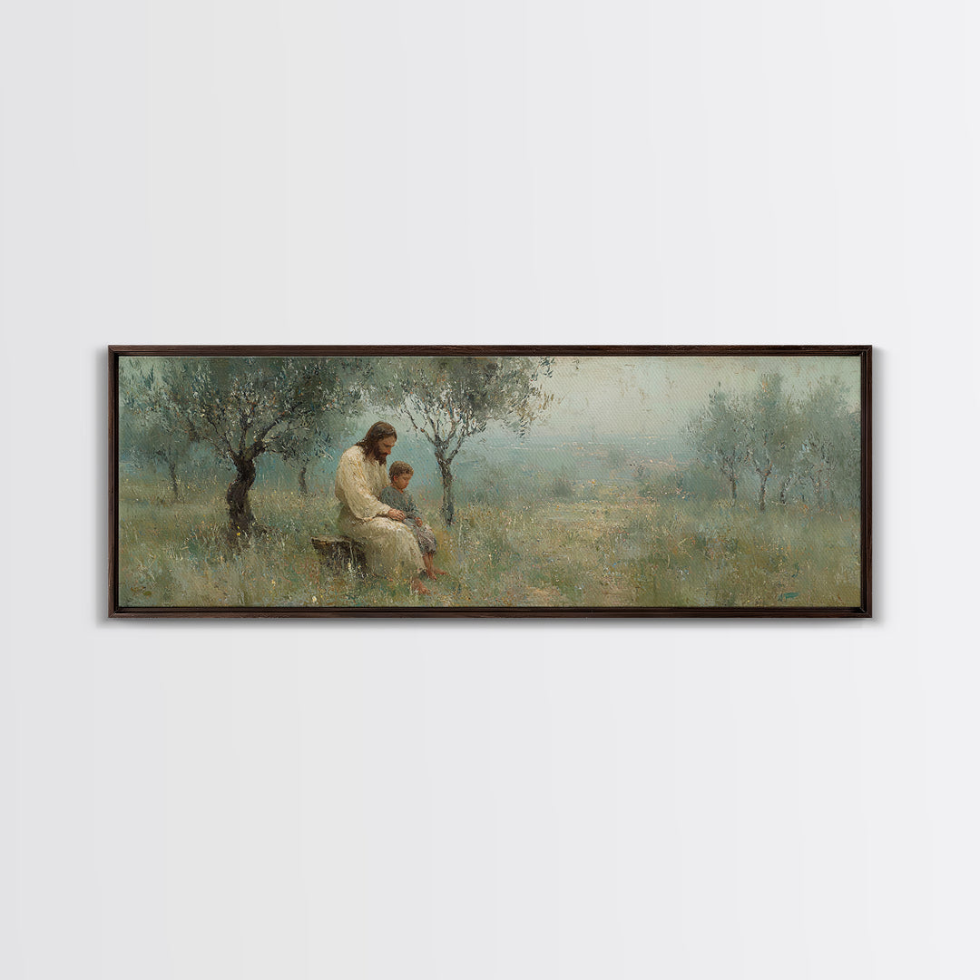 Quiet Steps Home – Framed Canvas Print – Christian Art Canvas – Jesus Painting – Panoramic Frame – Christian Wall Art – Christian Gift