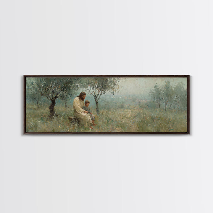 Quiet Steps Home – Framed Canvas Print – Christian Art Canvas – Jesus Painting – Panoramic Frame – Christian Wall Art – Christian Gift