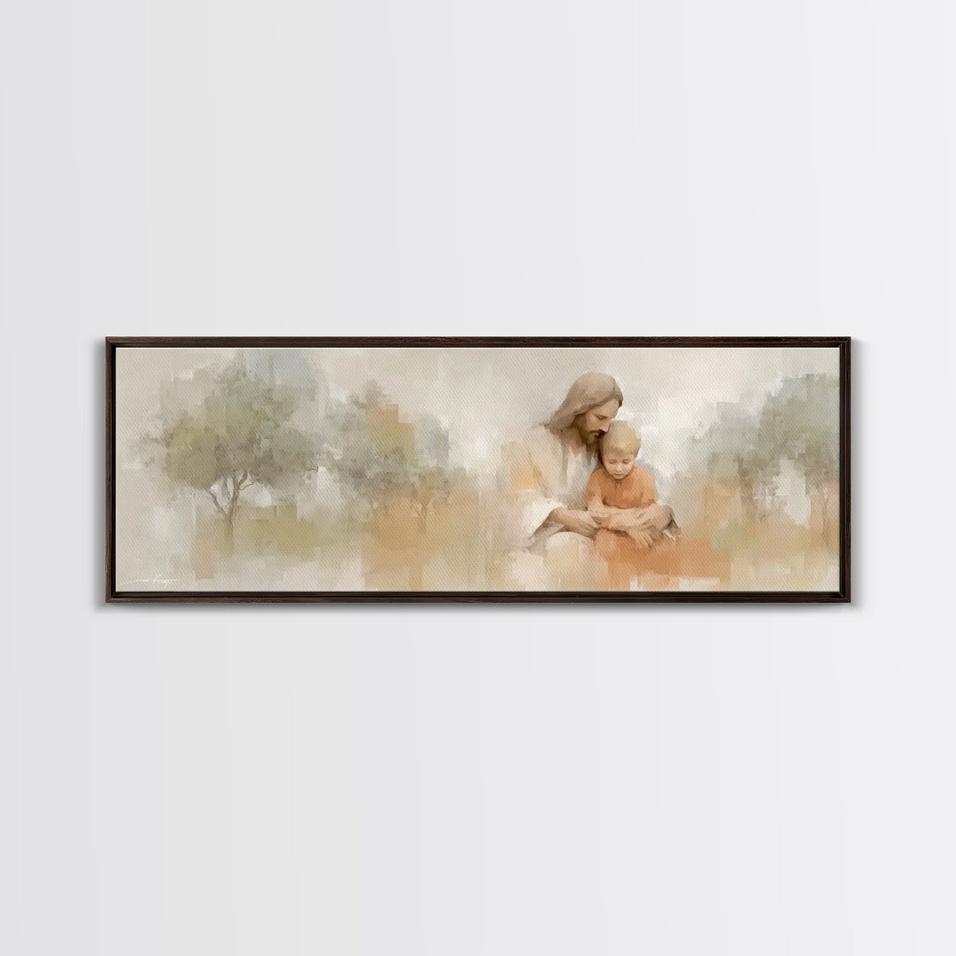 Gentle Teaching – Framed Canvas Print – Christian Wall Art – Christian Art Canvas – Panoramic Print – Jesus Painting – Christian Decor