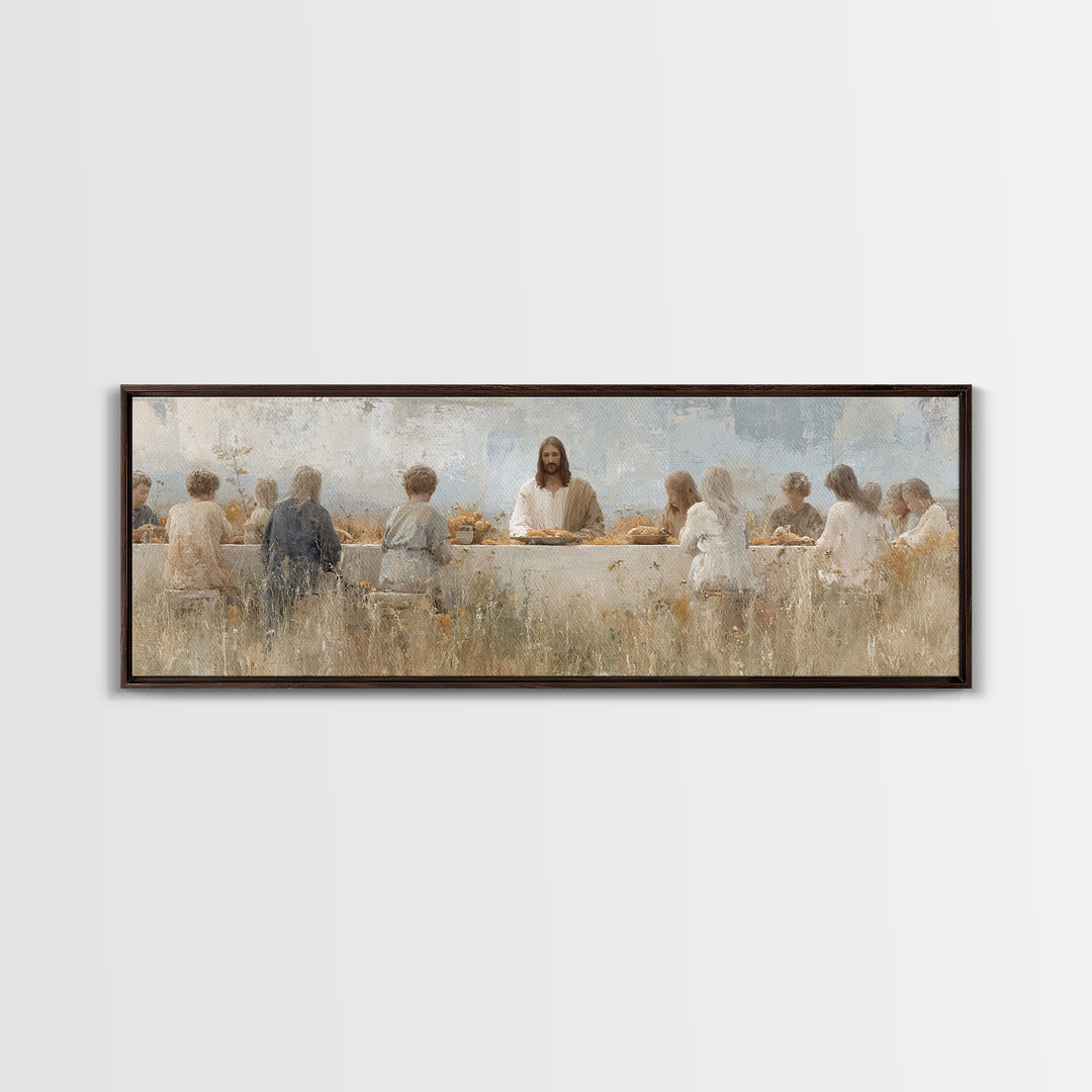 Table Of Grace | Framed Canvas Print | Christian Wall Art | Jesus Painting | Panoramic Painting | Christian Art Canvas | Christian Decor