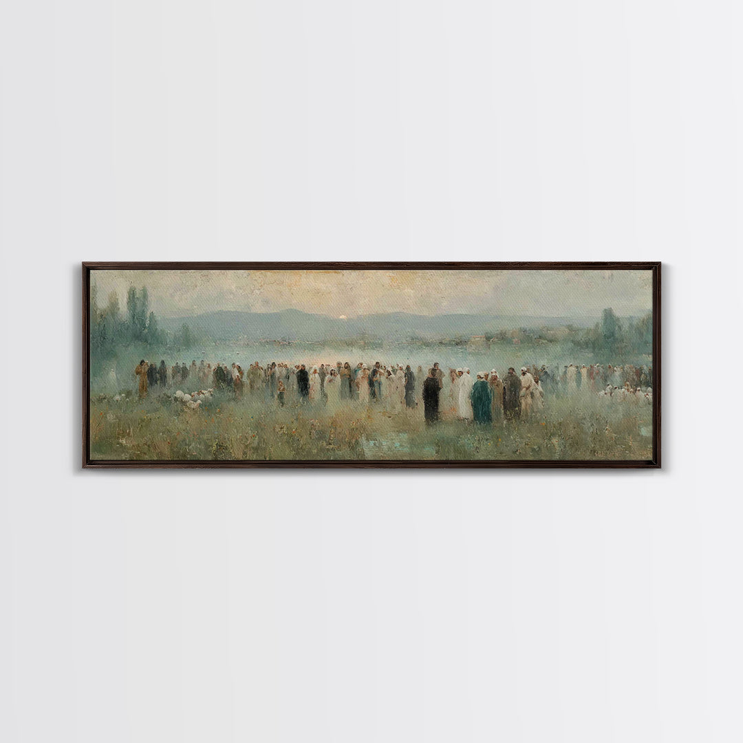 Crowd Of Hope – Framed Canvas Print – Christian Wall Art – Panoramic Painting – Christian Art Canvas – Christian Art – Jesus Painting