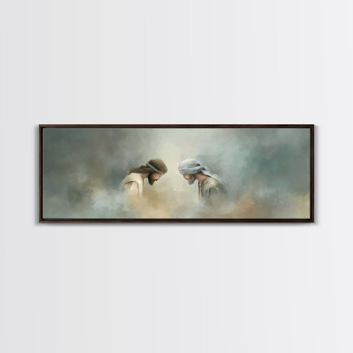Humble Devotion – Framed Canvas Print – Panoramic Art – Christian Wall Art – Jesus Painting – Christian Art Canvas – Christian Gift