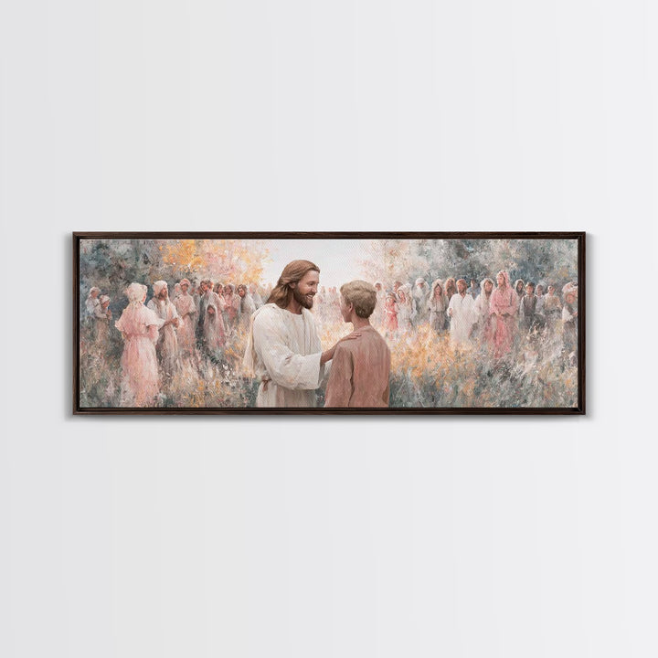 Fields Of Mercy – Framed Canvas Print – Christian Wall Art – Jesus Painting – Panoramic Art – Christian Art Canvas – Christian Decor