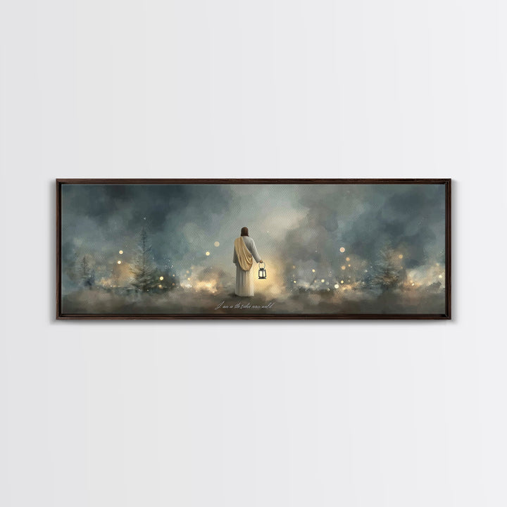 Lantern Of Hope | Framed Canvas Print | Jesus Canvas Art | Panoramic Art | Christian Wall Art | Christian Art Canvas | Christian Decoration