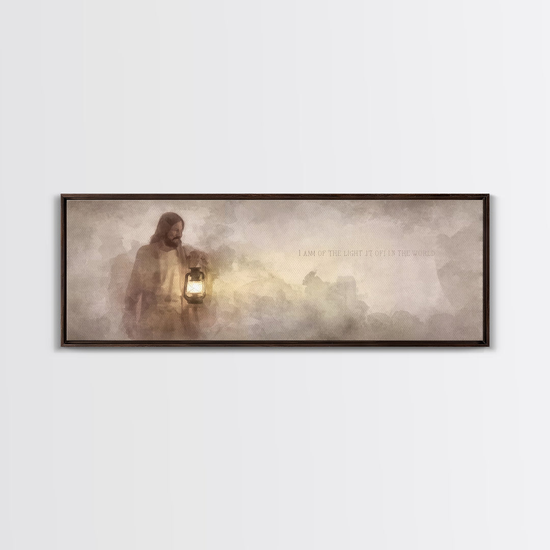 Guiding In Stillness – Framed Canvas Print – Christian Wall Art – Jesus Art Canvas – Panoramic Painting – Christian Decor – Christian Gift