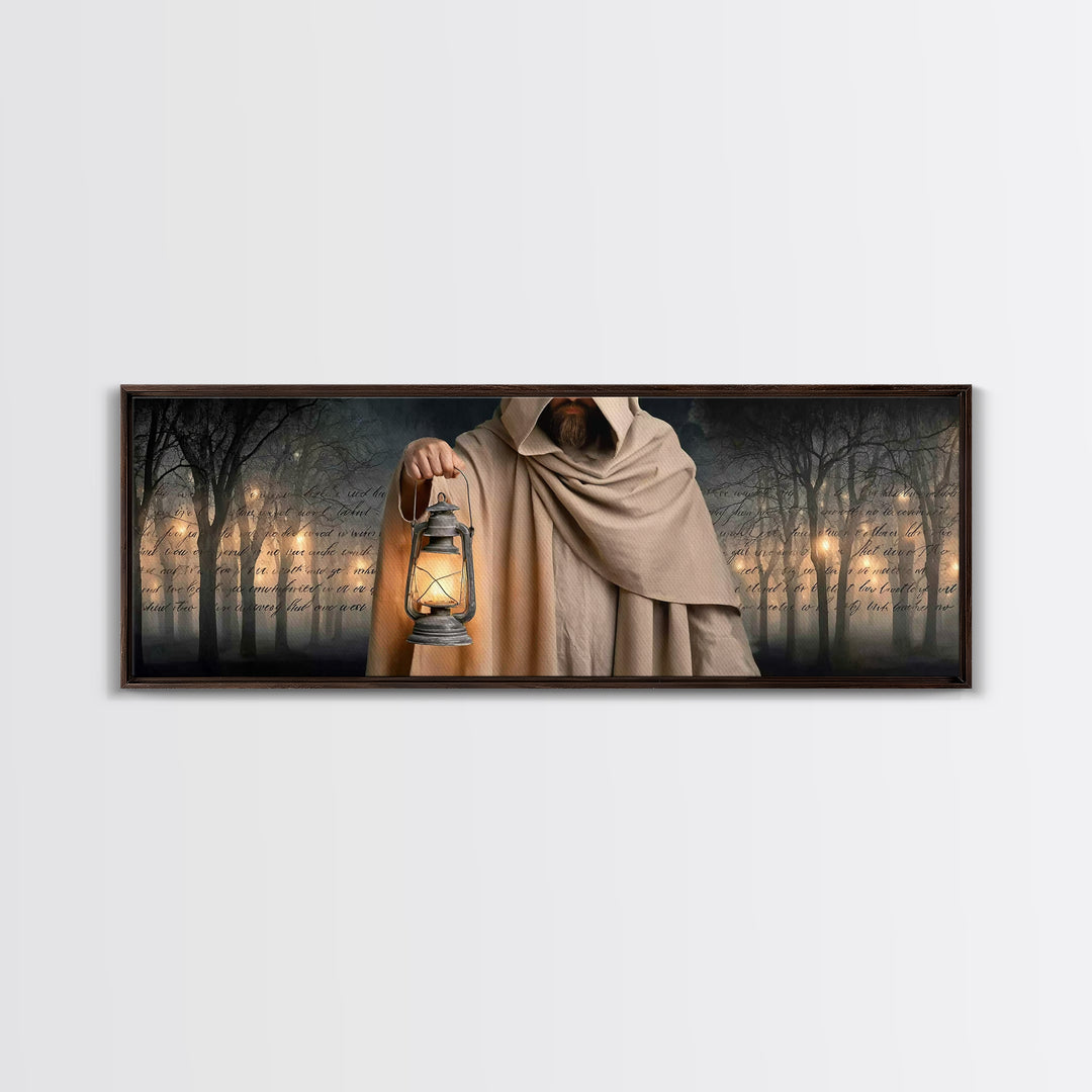 Radiant Shepherd | Framed Canvas Print | Jesus Canvas Art | Panoramic Art | Christian Wall Art | Christian Art Painting | Christian Decor