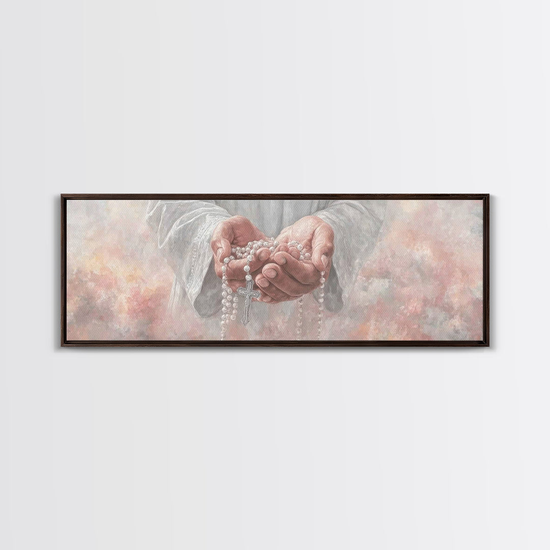 Mercy In Offering | Framed Canvas Print | Christian Wall Art | Christian Art Canvas | Panoramic Wall Art | Jesus Painting | Christmas Art