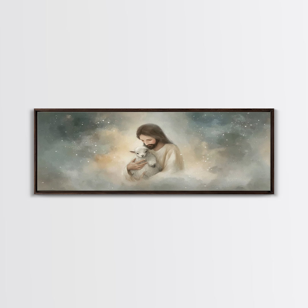 Stars Of His Mercy – Framed Canvas Print – Panoramic Wall Art – Jesus Canvas Art – Christian Art Painting – Christian Gift Ideas – Modern C
