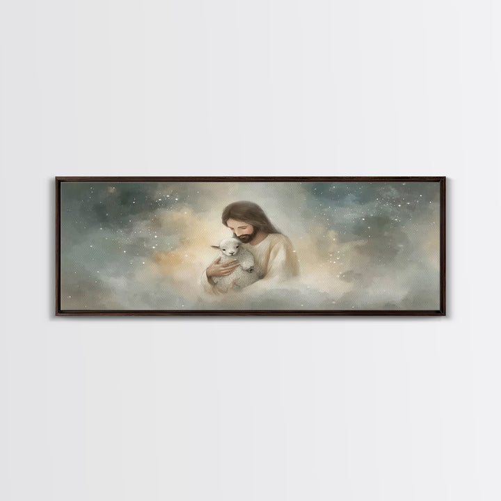 Stars Of His Mercy – Framed Canvas Print – Panoramic Wall Art – Jesus Canvas Art – Christian Art Painting – Christian Gift Ideas – Modern C